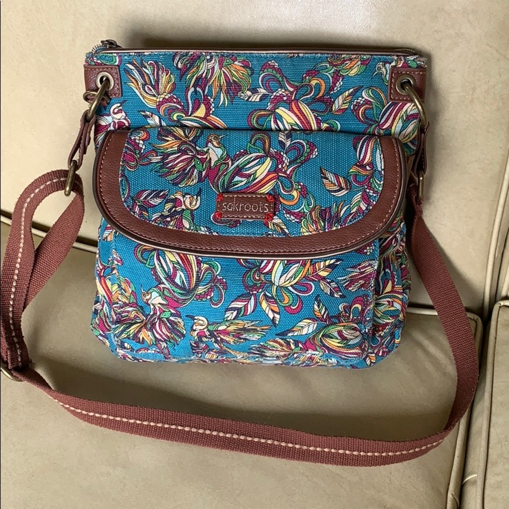 Sakroots Artist Circle Teal Flap Cossbody